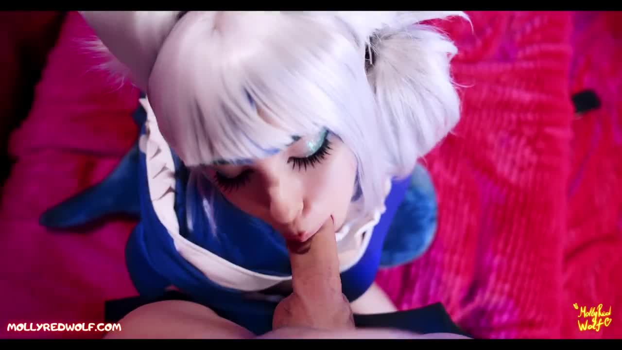 MollyRedWolf Cosplays Gawr Gura As A Cock-Riding Trollop